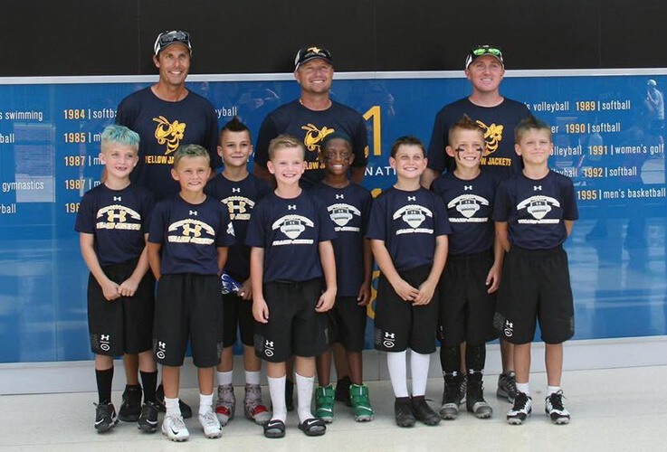 Youth baseball players and coaches