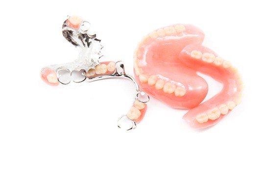 Types of dentures in St. Augustine on white background