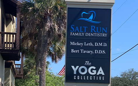 Salt Run Family Dentistry sign in front of building